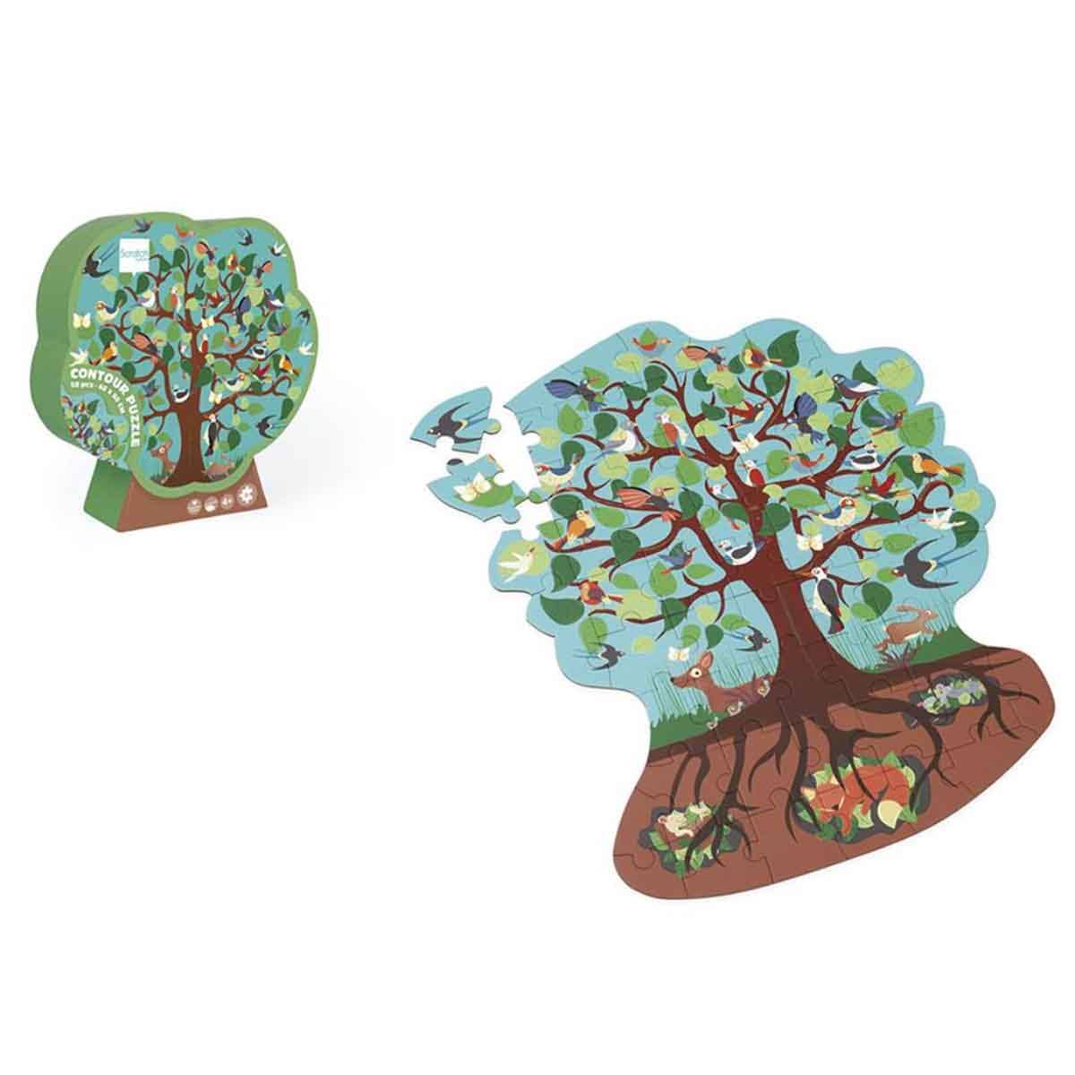 Scratch Europe 59-Pieces Bird Tree Contour Puzzle Unisex, 3-4 Years