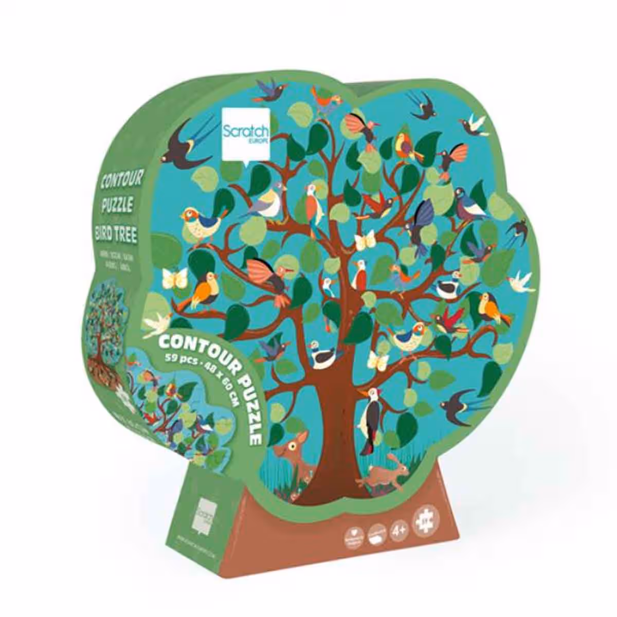 Scratch Europe 59-Pieces Bird Tree Contour Puzzle Unisex, 3-4 Years