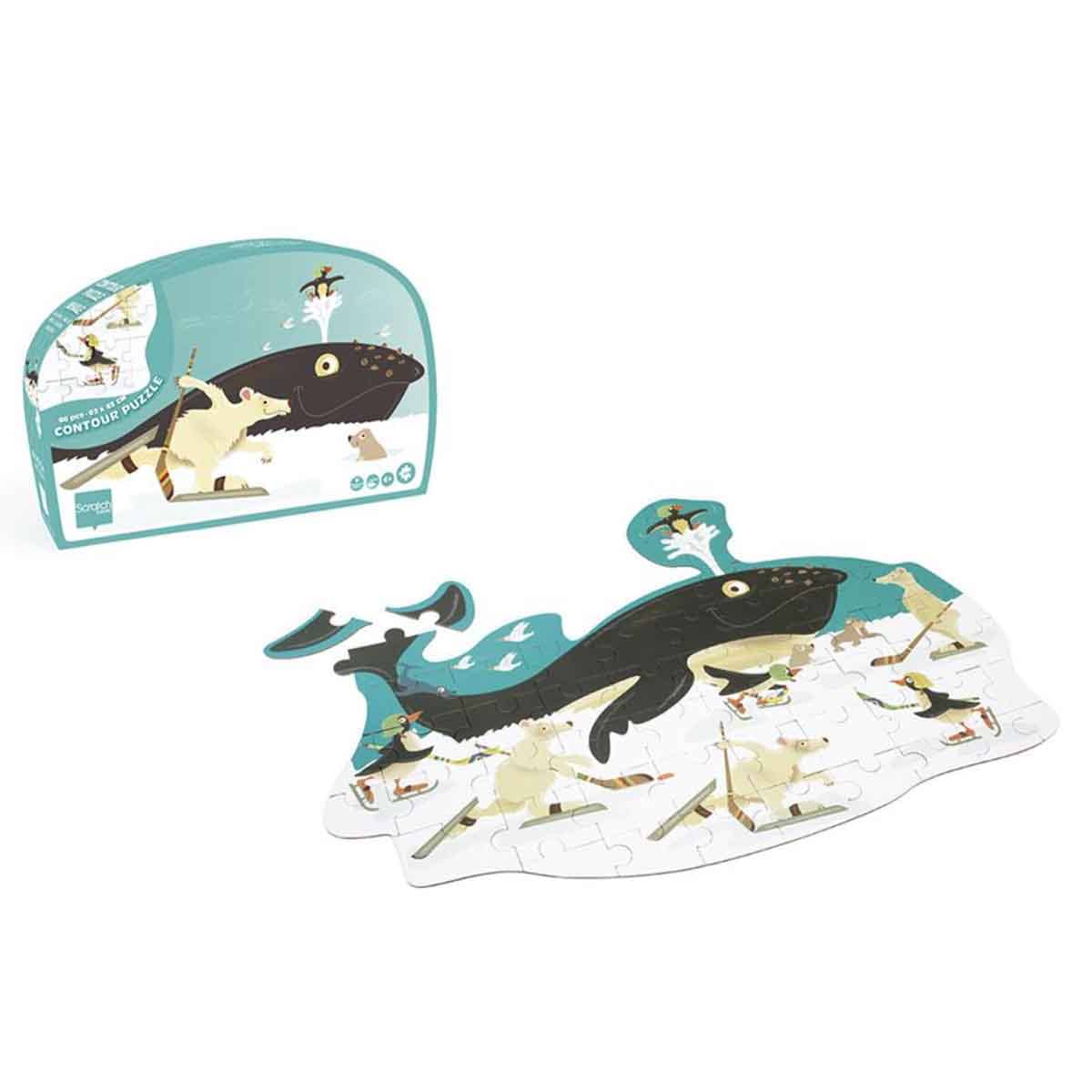 Scratch Europe 60-Pieces Whale Contour Puzzle Unisex, 3-4 Years