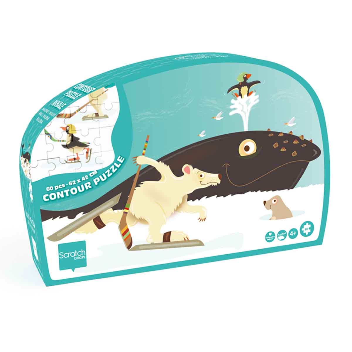 Scratch Europe 60-Pieces Whale Contour Puzzle Unisex, 3-4 Years