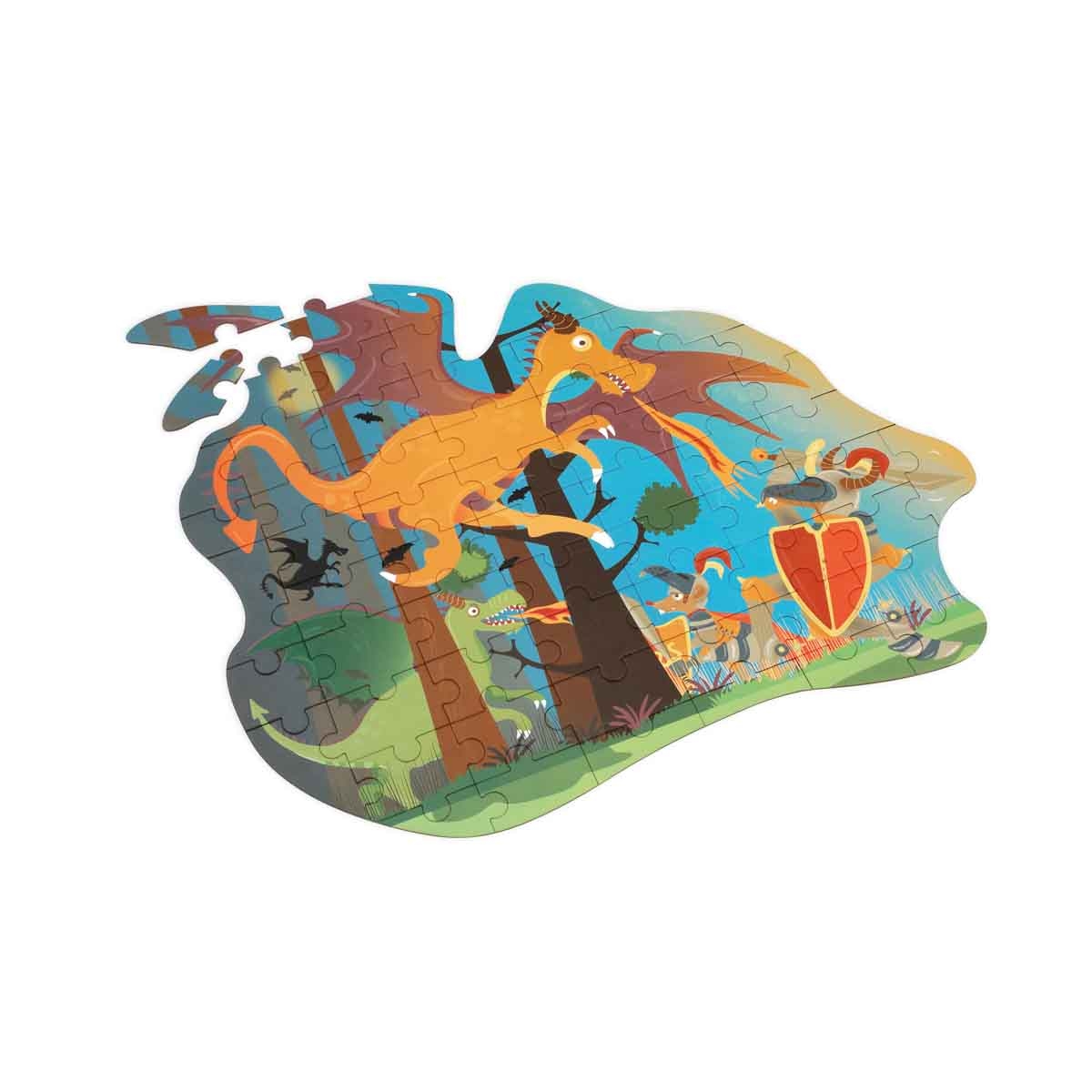 Scratch Europe 61-Pieces Dragon Contour Puzzle Unisex, 3-4 Years