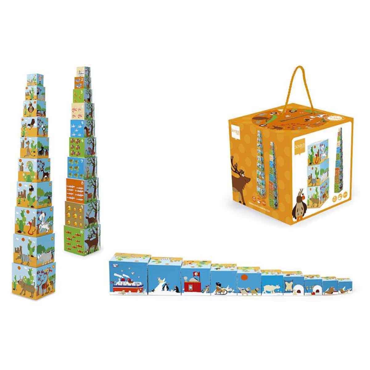 Scratch Europe Jumbo Animals of The World Stacking Tower Toddler, 0-2 Years