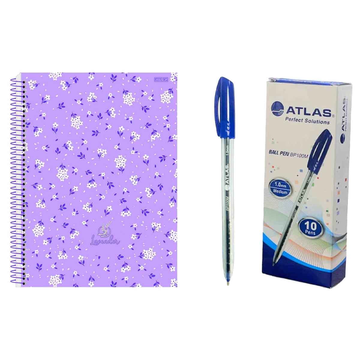 SD Inovacoes Grafica Spiral BB Notebook with Atlas Blue Ballpoint Pen Combo Pack