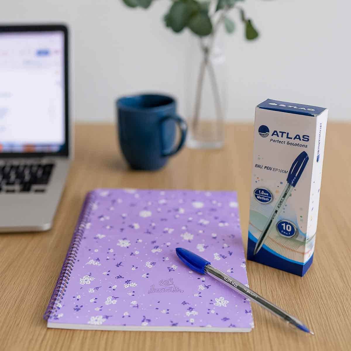 SD Inovacoes Grafica Spiral BB Notebook with Atlas Blue Ballpoint Pen Combo Pack