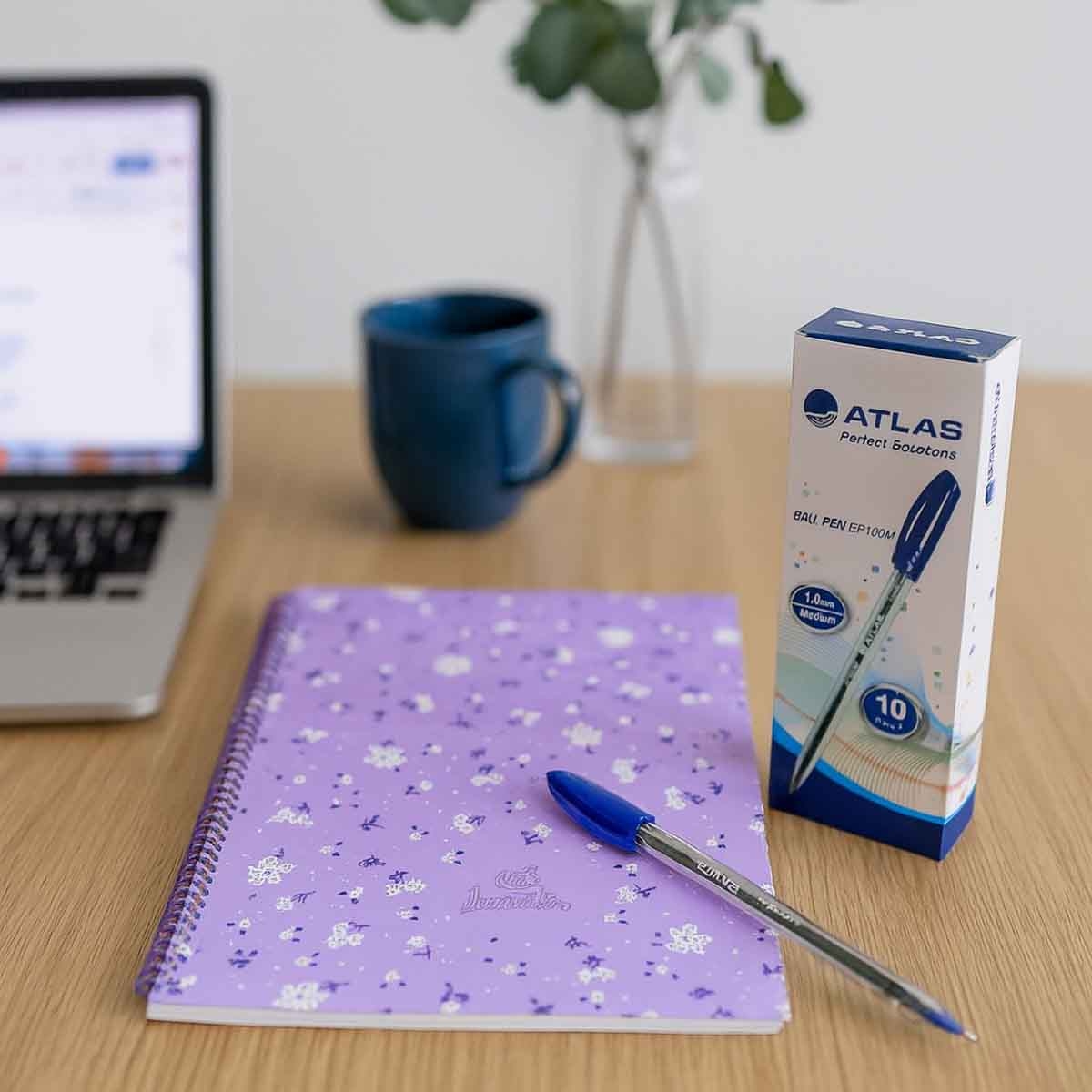 SD Inovacoes Grafica Spiral BB Notebook with Atlas Blue Ballpoint Pen Combo Pack