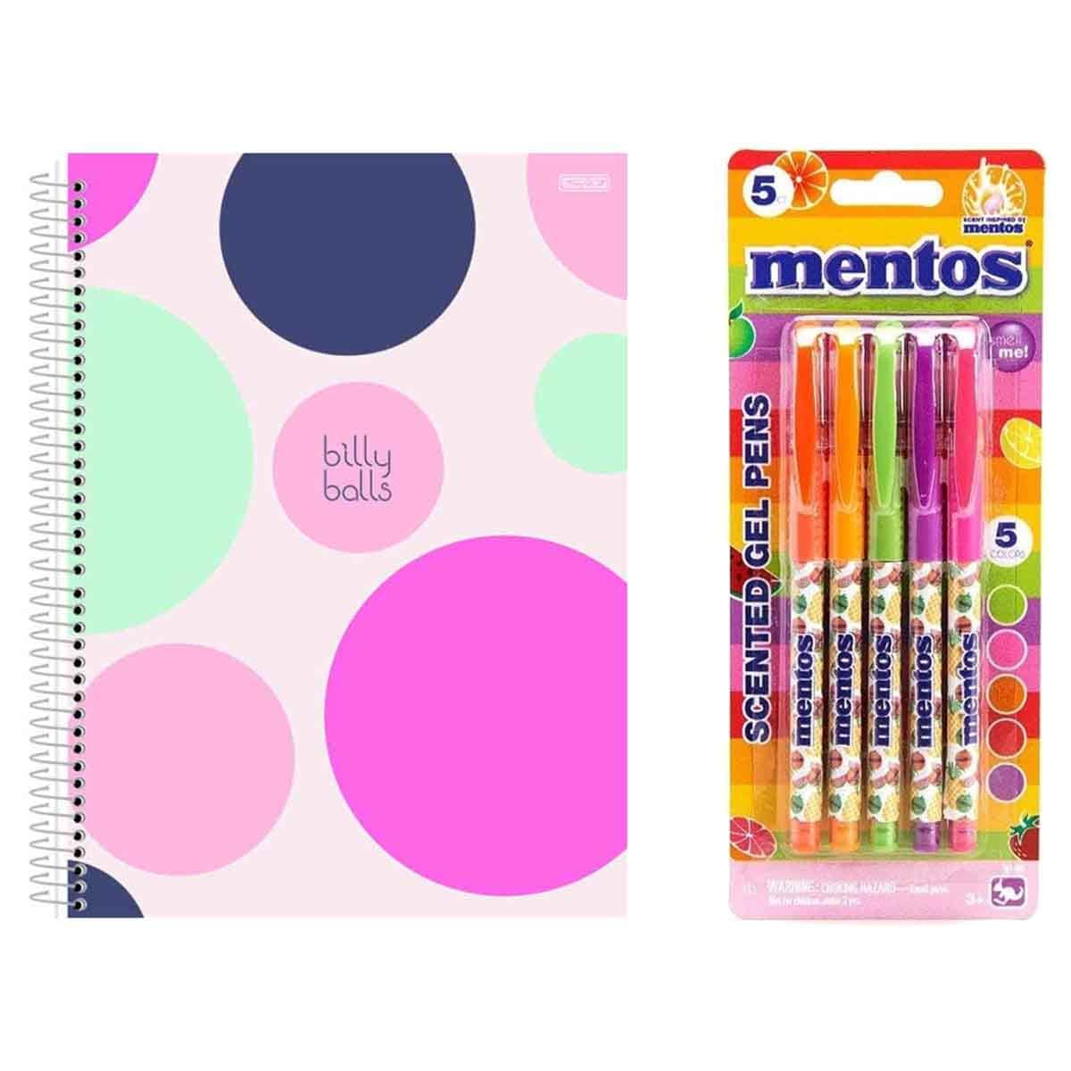 SD Inovacoes Grafica Spiral BB Notebook with Mentos Scented Gel Pens Combo Pack
