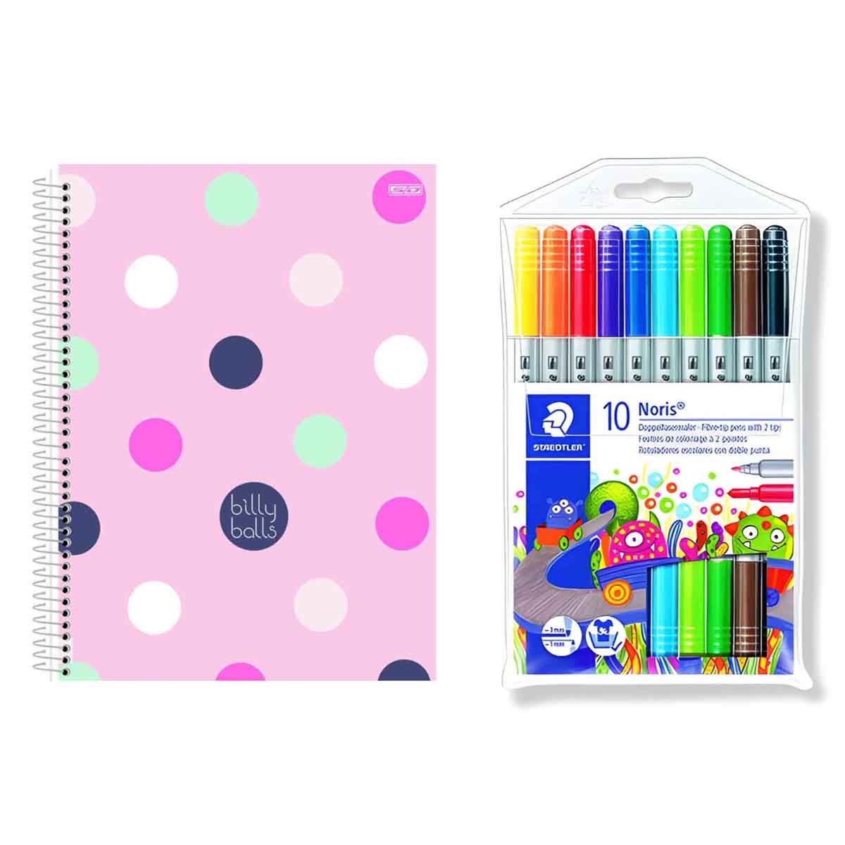 SD Inovacoes Grafica Spiral BB Notebook with Staedtler Fibre Tip Pens Combo Pack