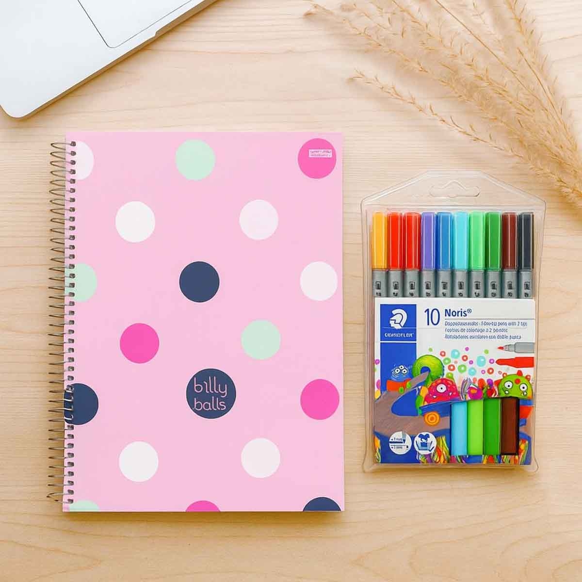 SD Inovacoes Grafica Spiral BB Notebook with Staedtler Fibre Tip Pens Combo Pack