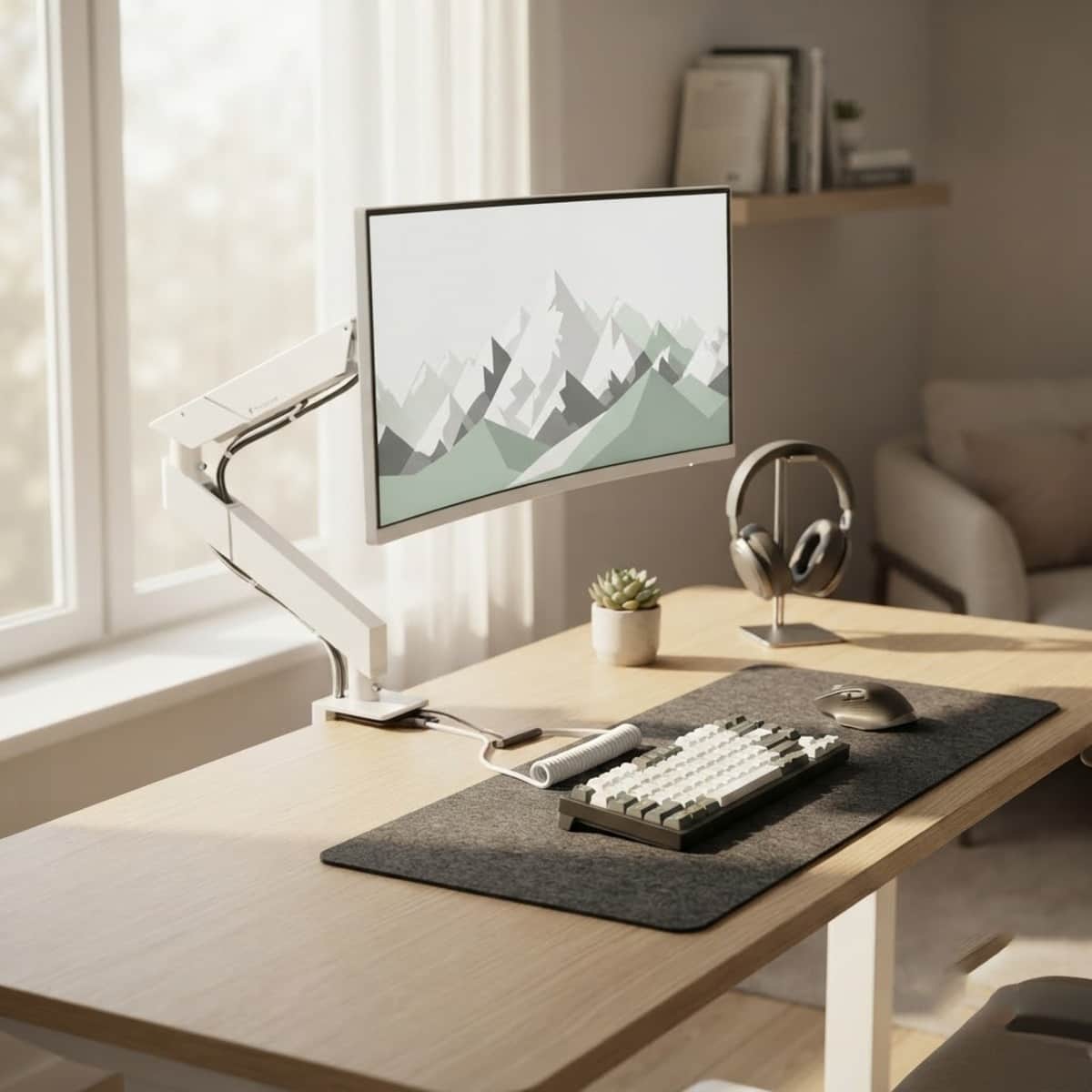 Secretlab White Magnus Single Monitor Arm