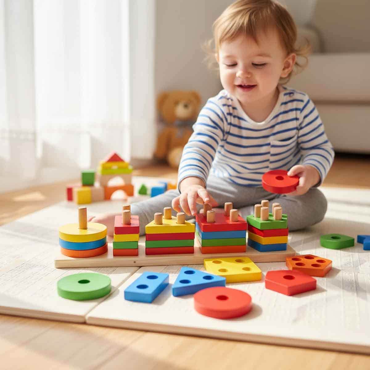لعبة أحجية خشبية لفرز الأشكال التعليمية، للجنسين، 3-4 سنوات