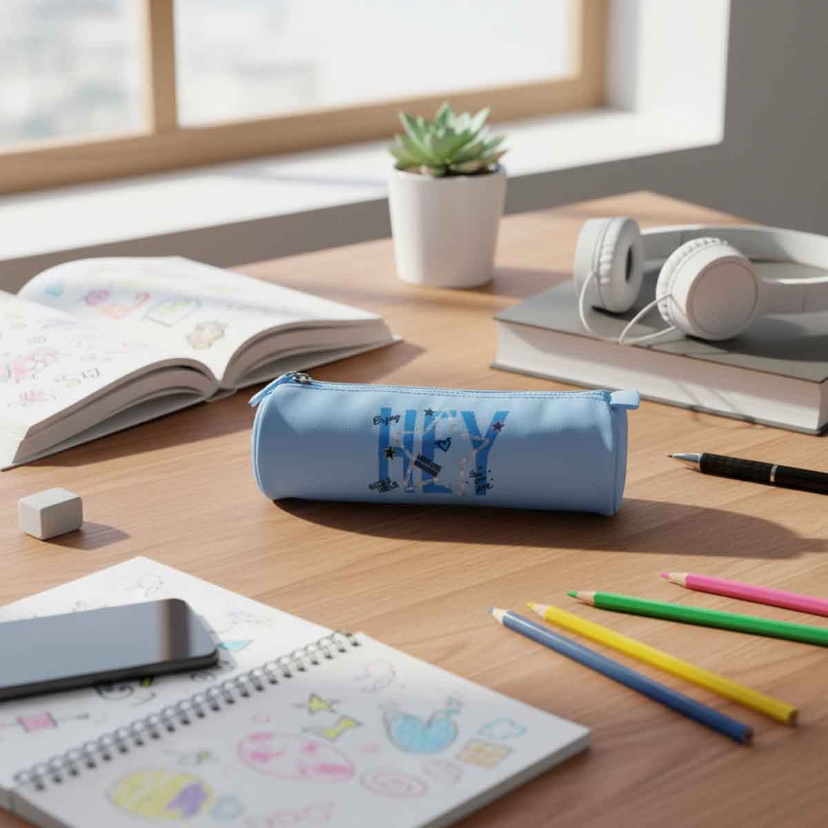 مقلمة تخزين أدوات مدرسية نحيفة ومضغوطة