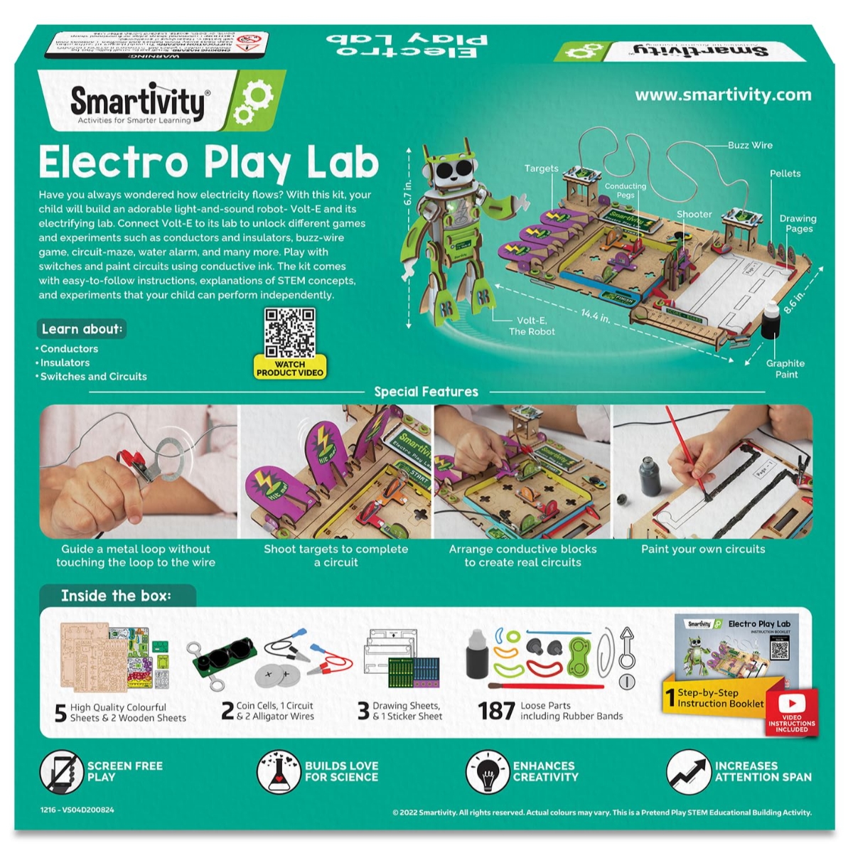 Smartivity Electro Play Lab Robot with Light and Sound Toy Unisex, 8-10 Years