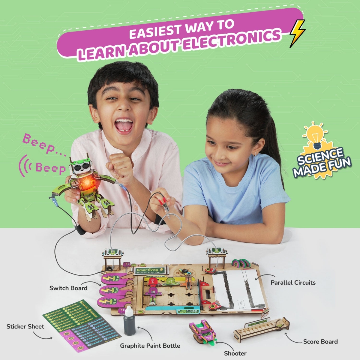 Smartivity Electro Play Lab Robot with Light and Sound Toy Unisex, 8-10 Years