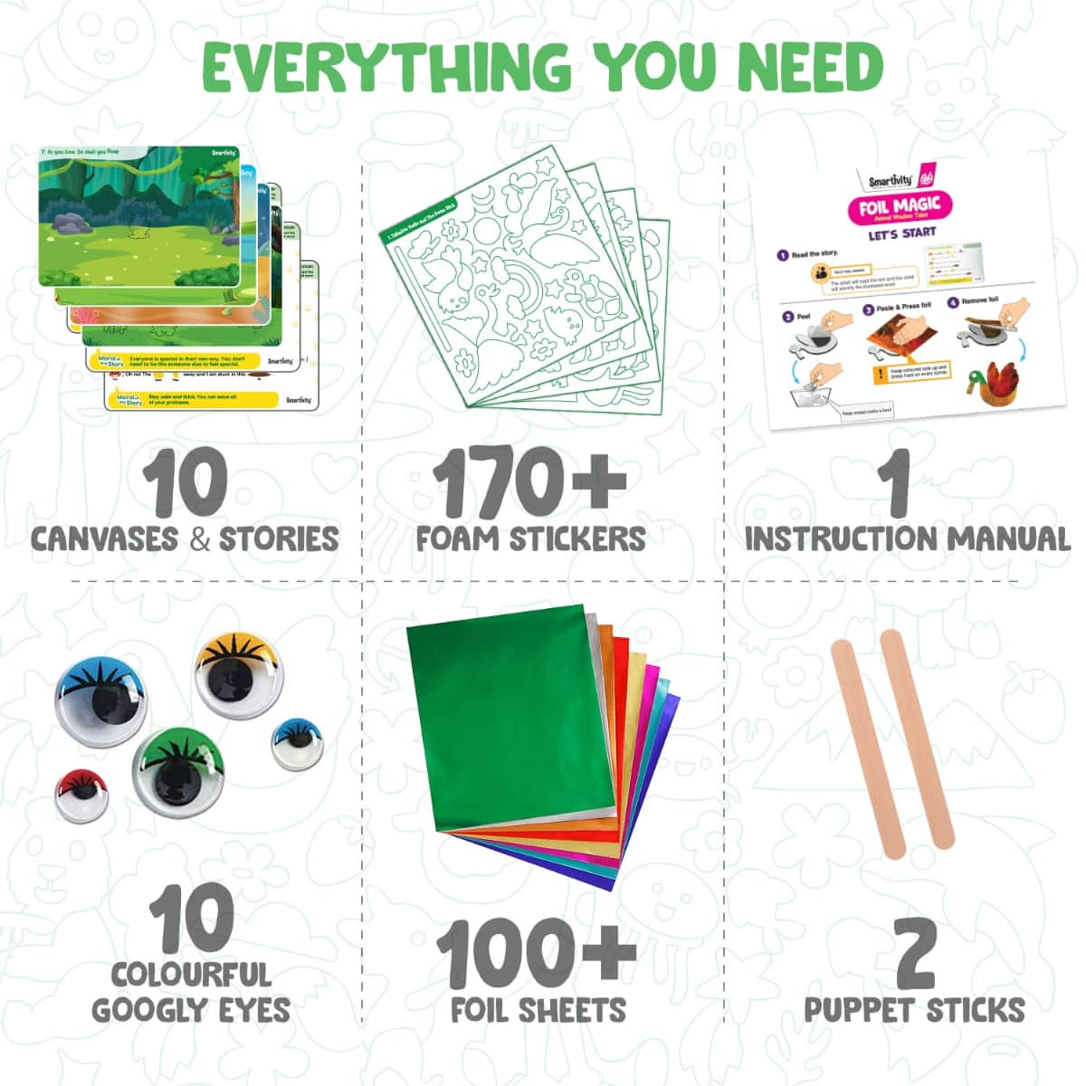 Smartivity Foil Magic Animal Wisdom Tales Art Kit Girls, 5-7 Years