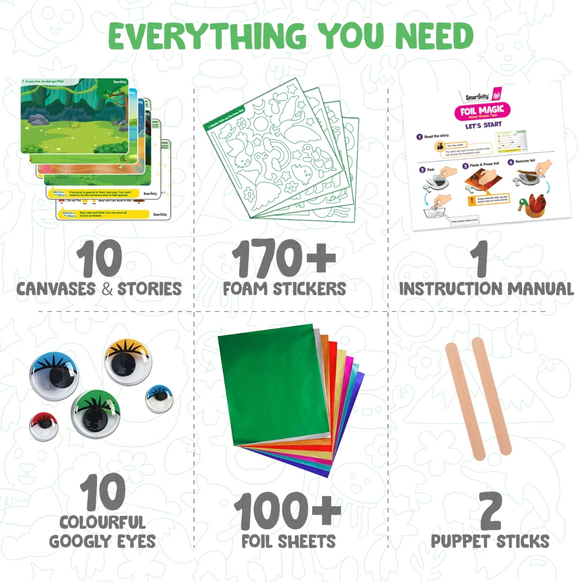 Smartivity Foil Magic Animal Wisdom Tales Art Kit Girls, 5-7 Years