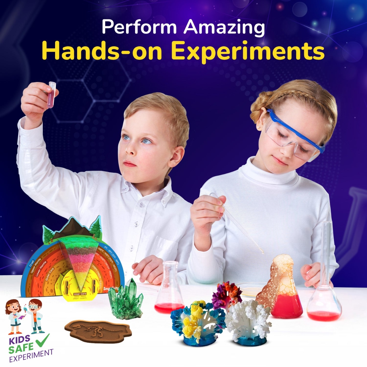 Smartivity Mega Crystal Earth Science Kit Unisex, 8-10 Years