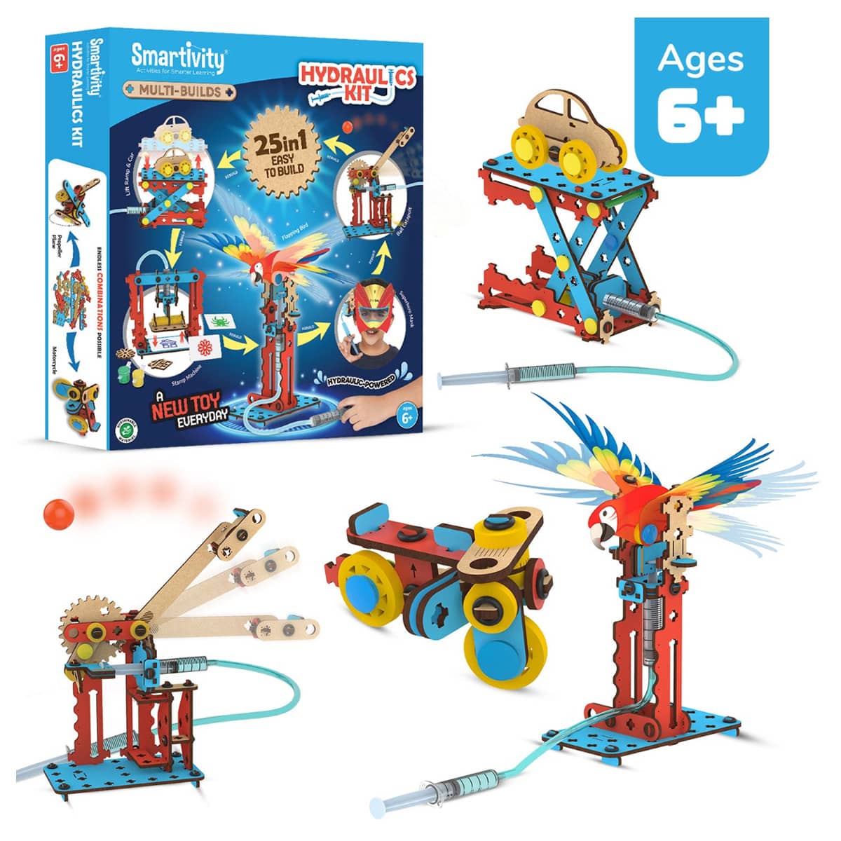Smartivity Multi Builds Hydraulics Kit Robotics Toy Unisex, 5-7 Years