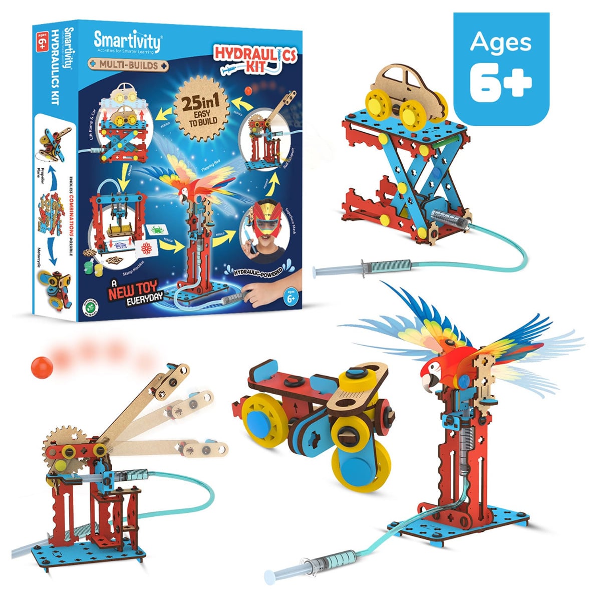 Smartivity Multi Builds Hydraulics Kit Robotics Toy Unisex, 5-7 Years