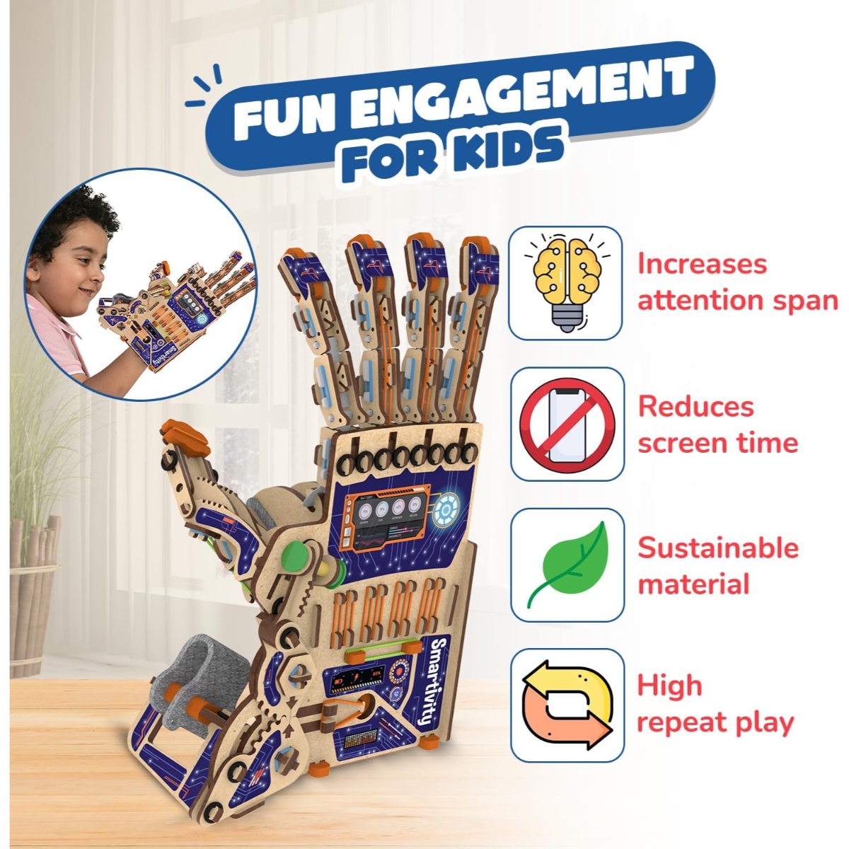 Smartivity Robotic Mechanical Hand Toy Unisex, 8-10 Years