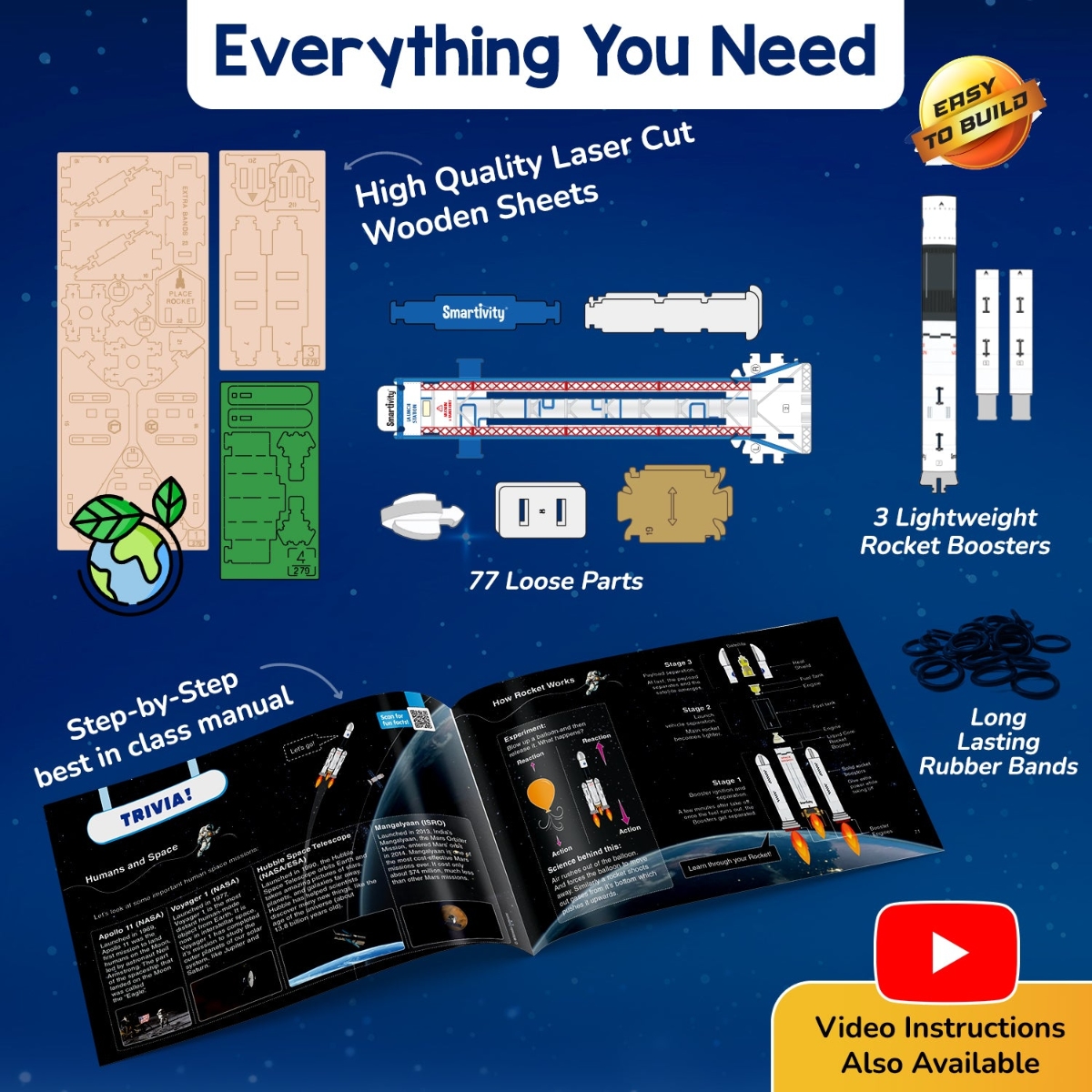 Smartivity Rocket Launcher Science Kit Unisex, 5-7 Years