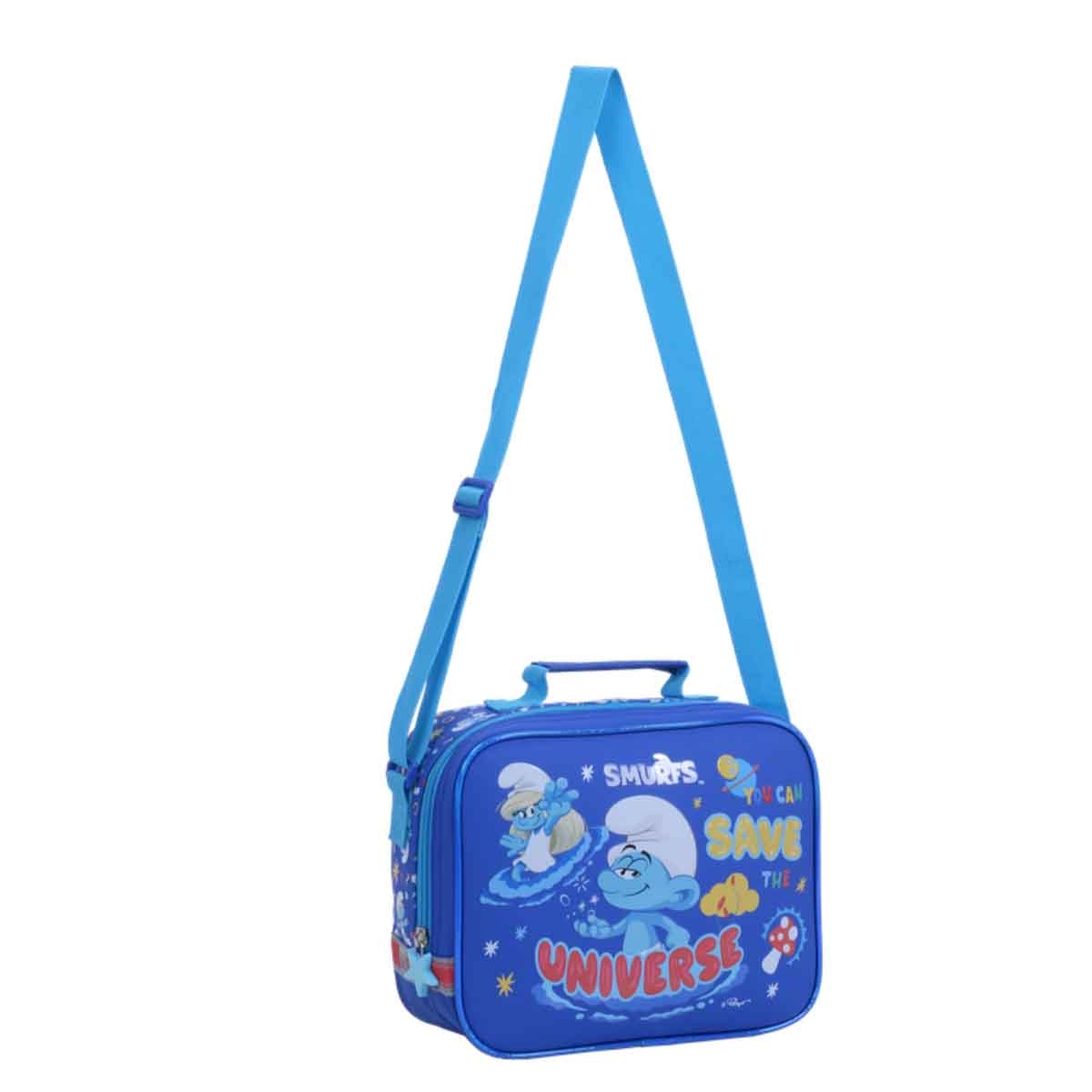 سمورفس حقيبة غداء معزولة بتصميم كرتوني أزرق من IMPS
