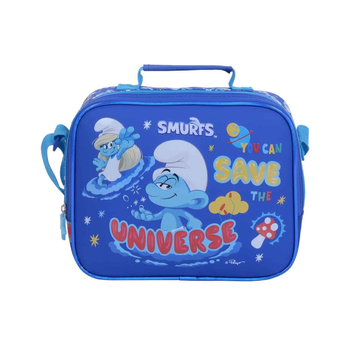 سمورفس حقيبة غداء معزولة بتصميم كرتوني أزرق من IMPS