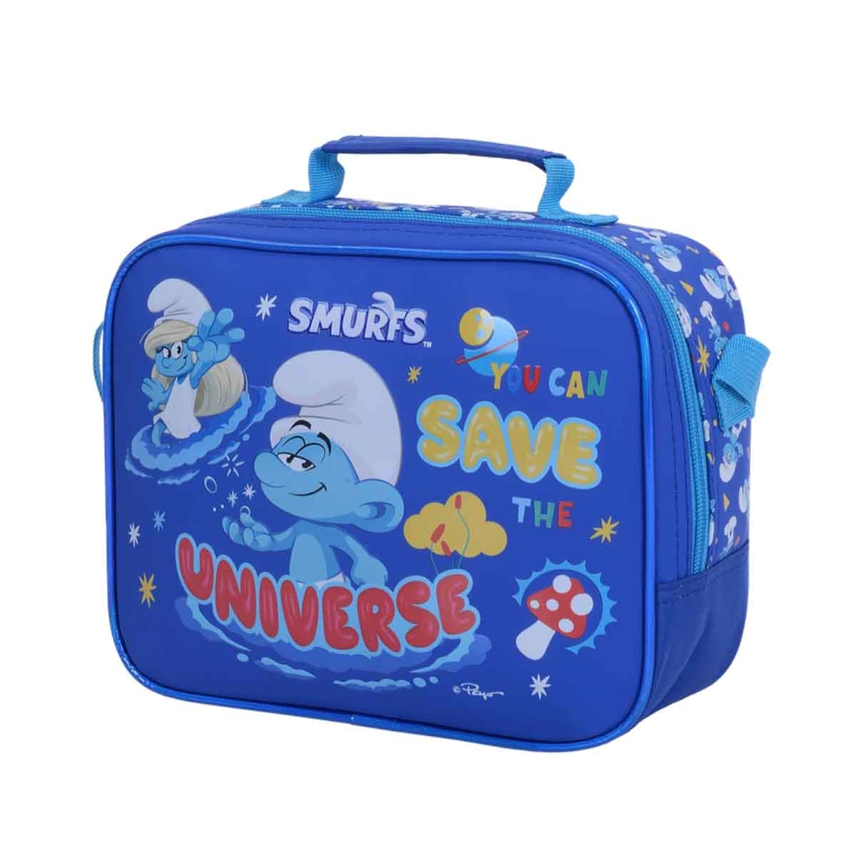 سمورفس حقيبة غداء معزولة بتصميم كرتوني أزرق من IMPS