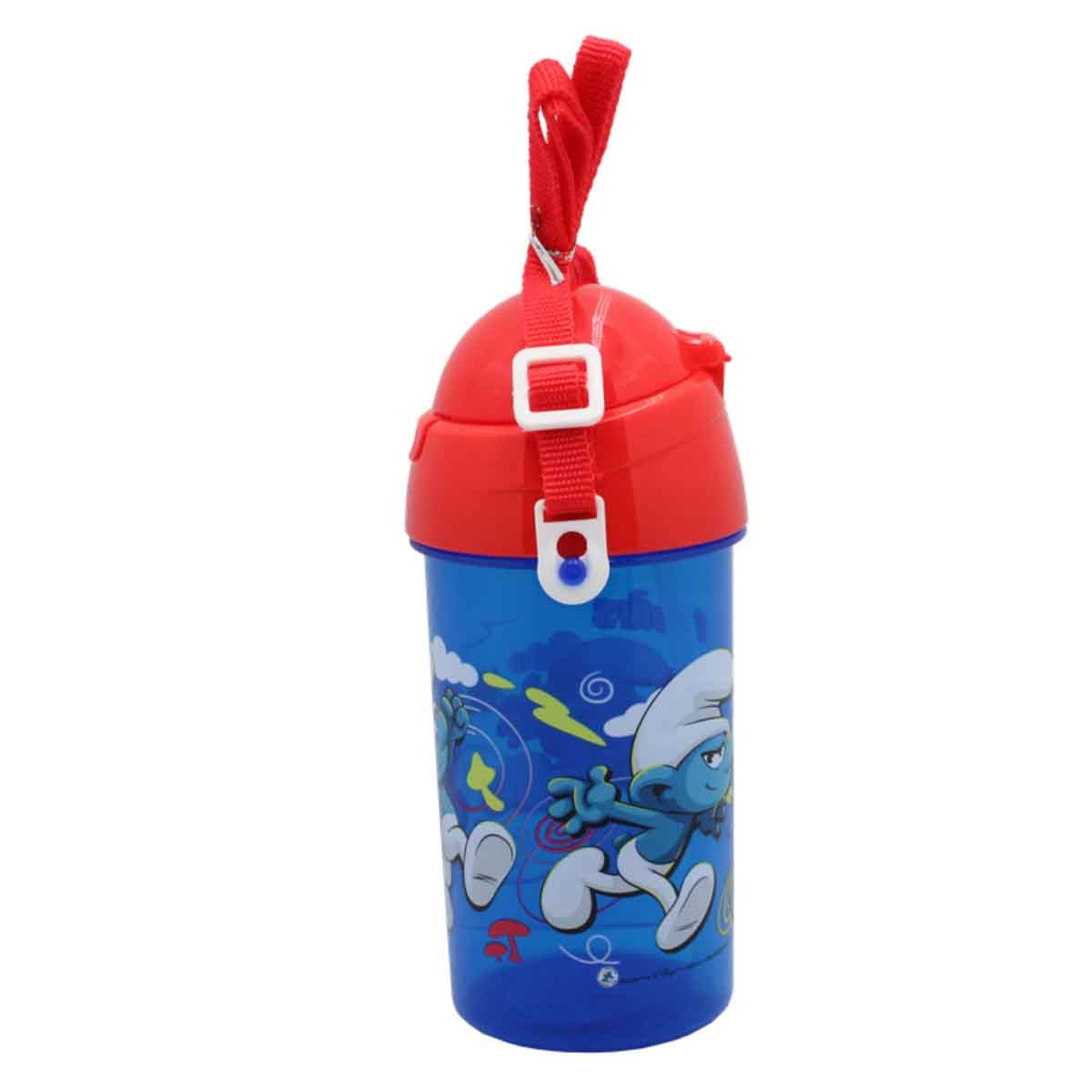 سمورفس زجاجة ماء بغطاء شفاطة منبثق