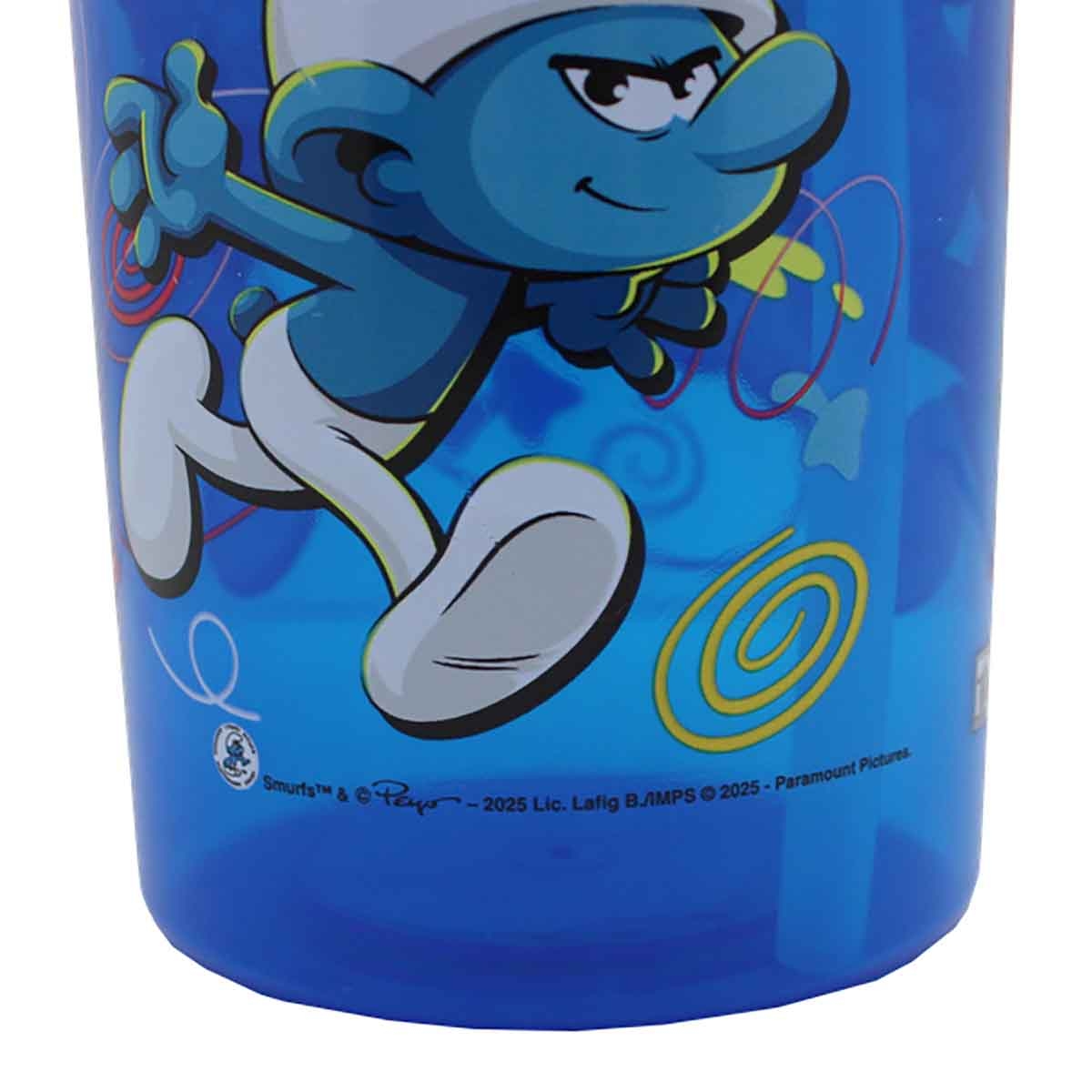 سمورفس زجاجة ماء بغطاء شفاطة منبثق