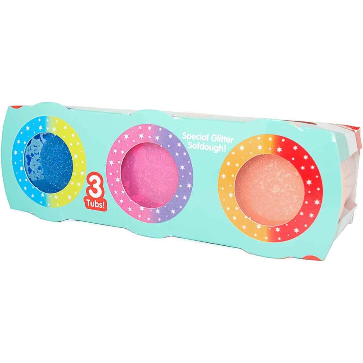 Sofdough Glitter Pack Dough Set Unisex, 3-4 Years, Pack of 3