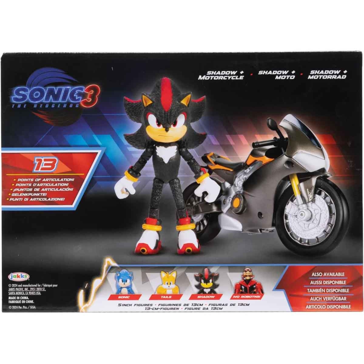 Sonic 3 Movie 5" Action Figure & Motorcycle Playset Unisex, 3-4 Years