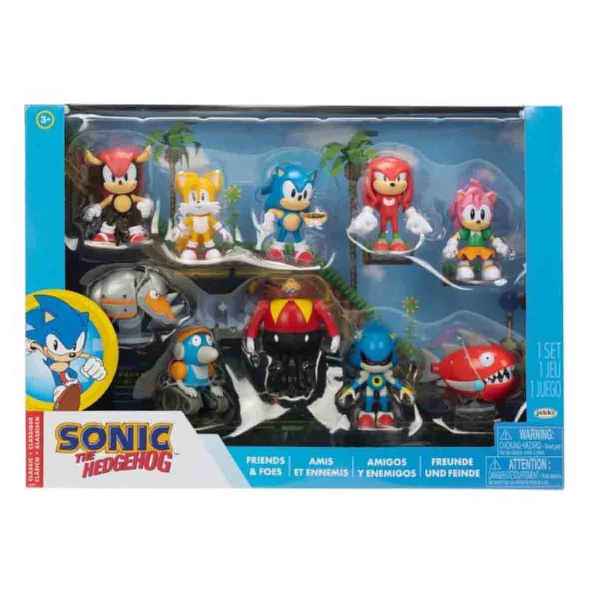 Sonic 10-Piece 2.5" Hedgehog Classic Friends & Foes Action Figure Set Unisex, 3-4 Years