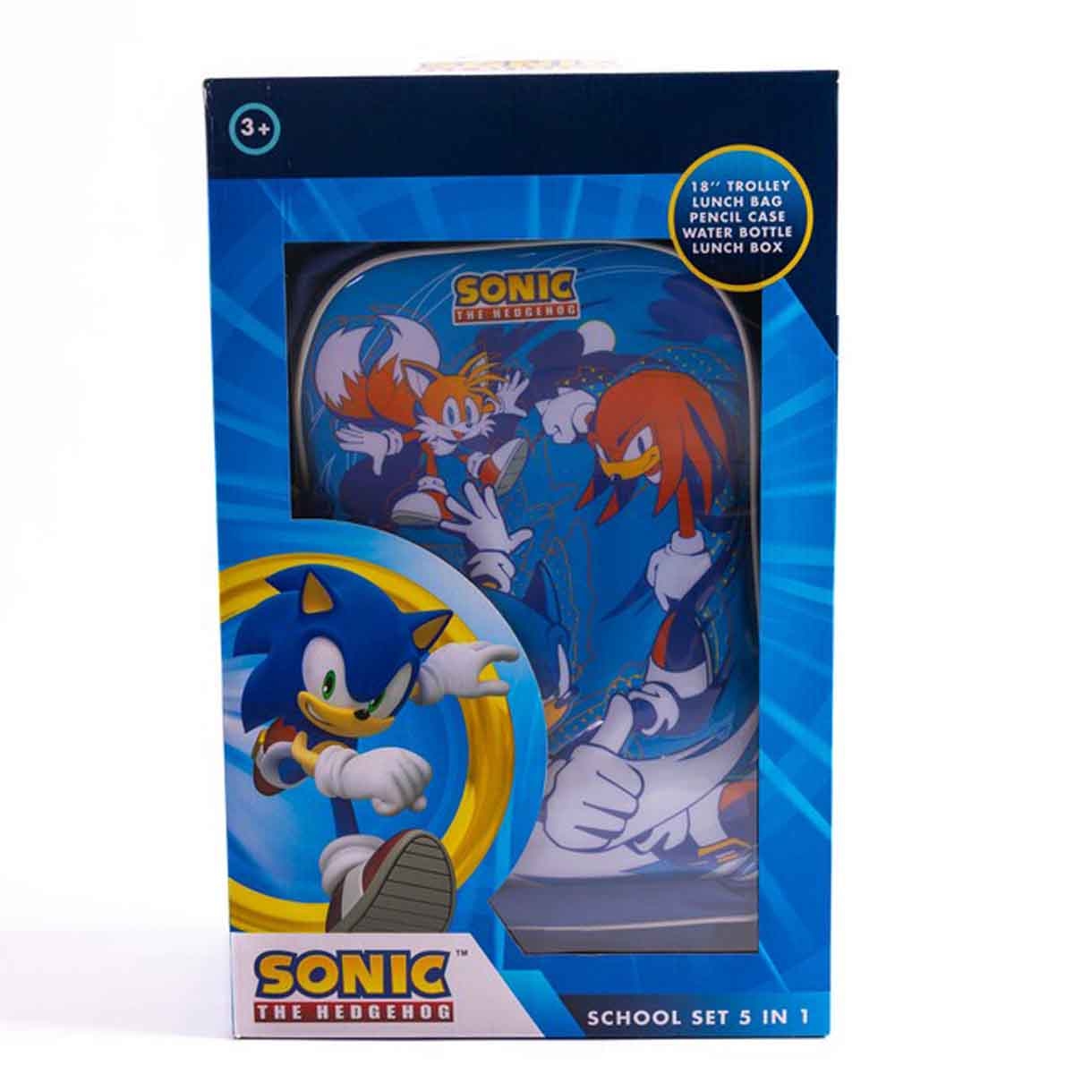 Sonic 18" Trolley Bag School Set with Lunch Bag, Pencil Case, Water Bottle & Lunch Box