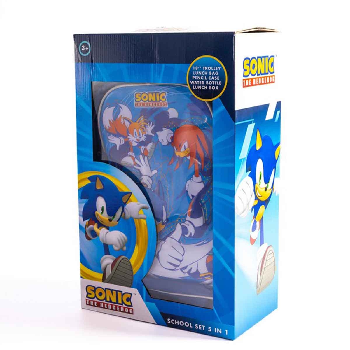 Sonic 18" Trolley Bag School Set with Lunch Bag, Pencil Case, Water Bottle & Lunch Box