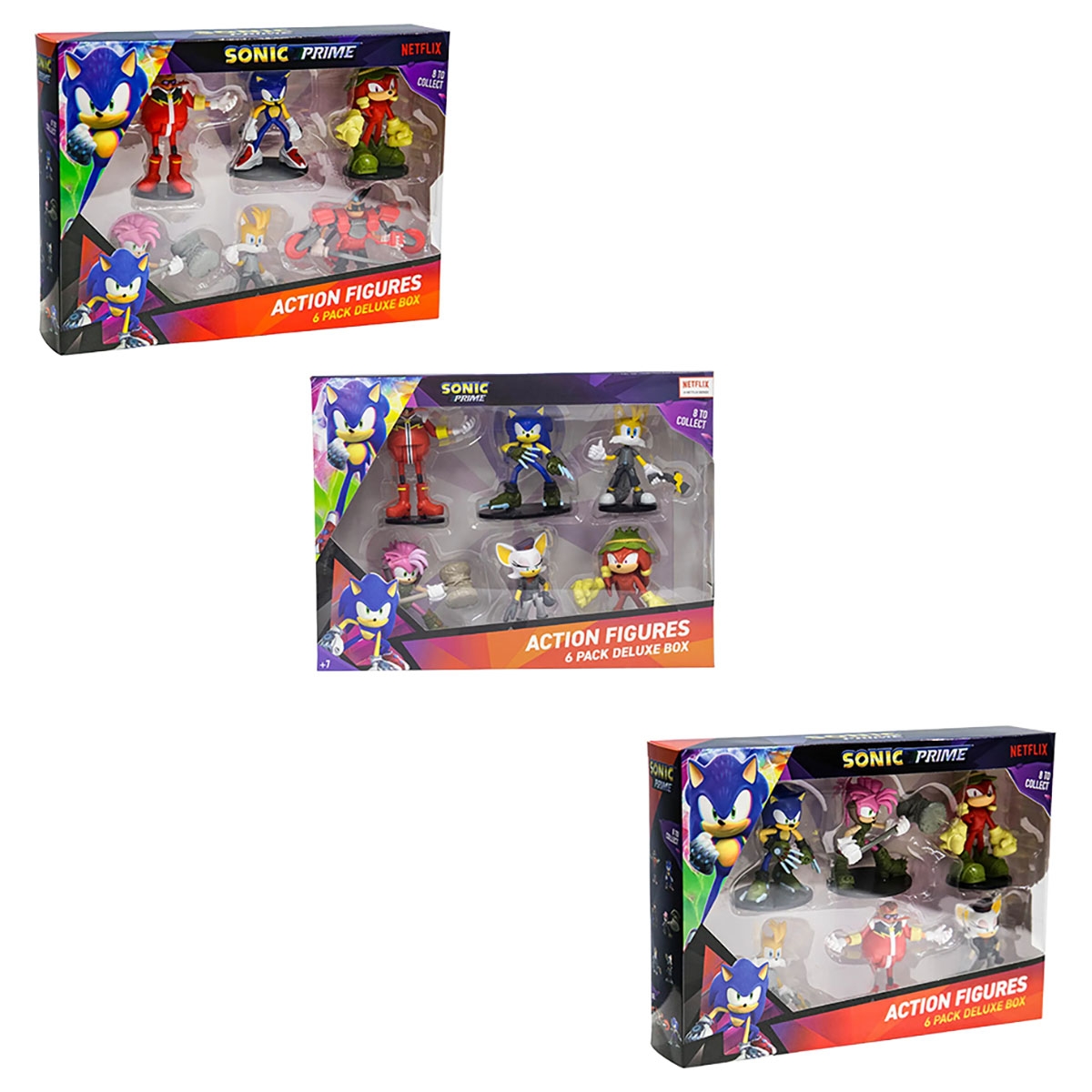 Sonic Prime Assorted Articulated Action Figures Unisex, 3-4 Years, Pack of 6
