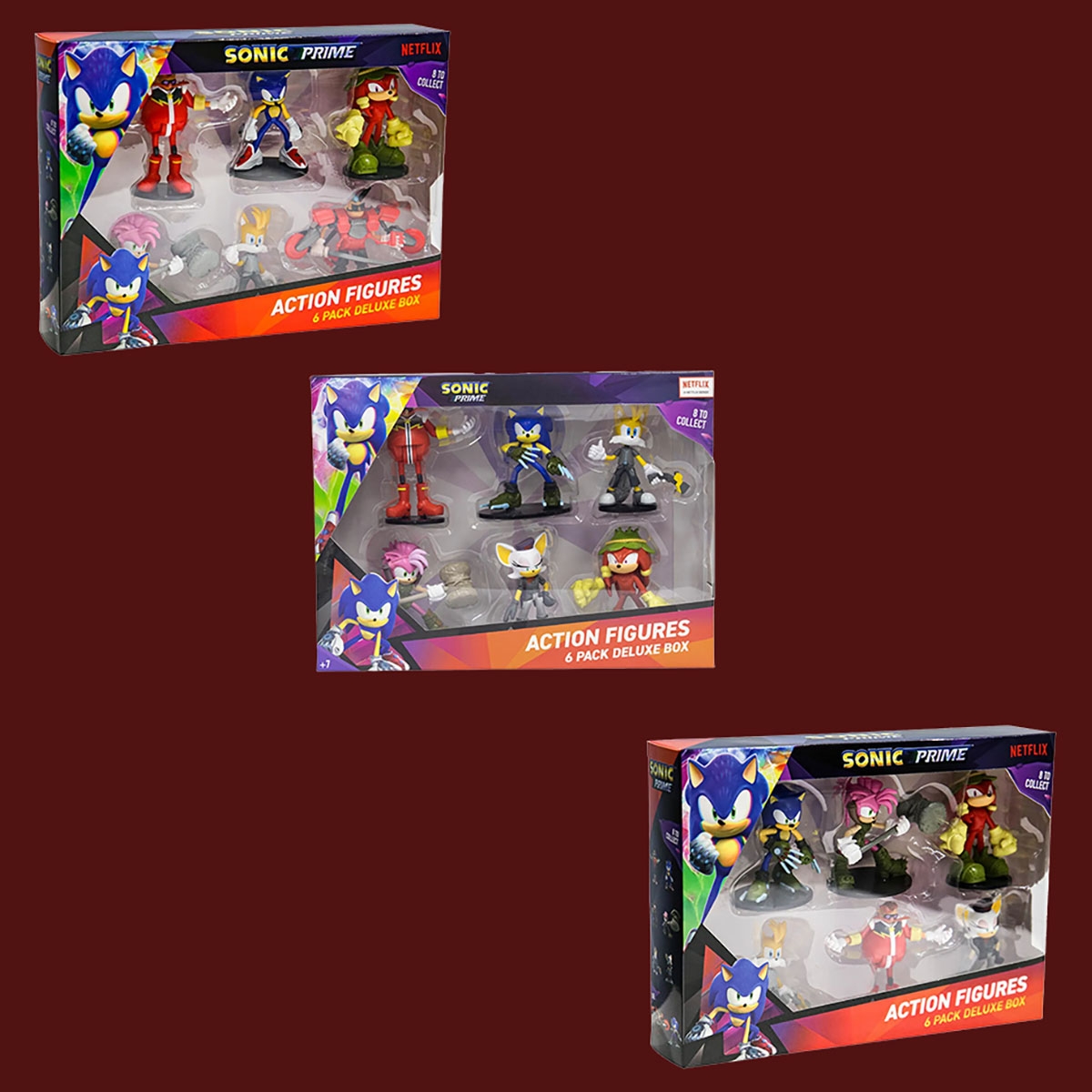 Sonic Prime Assorted Articulated Action Figures Unisex, 3-4 Years, Pack of 6