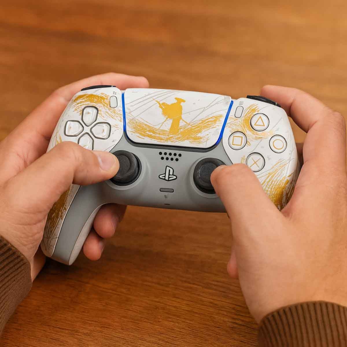 سوني دوال سينس وحدة تحكم لاسلكية Ghost of Yotei باللون الذهبي إصدار محدود لجهاز بلايستيشن 5