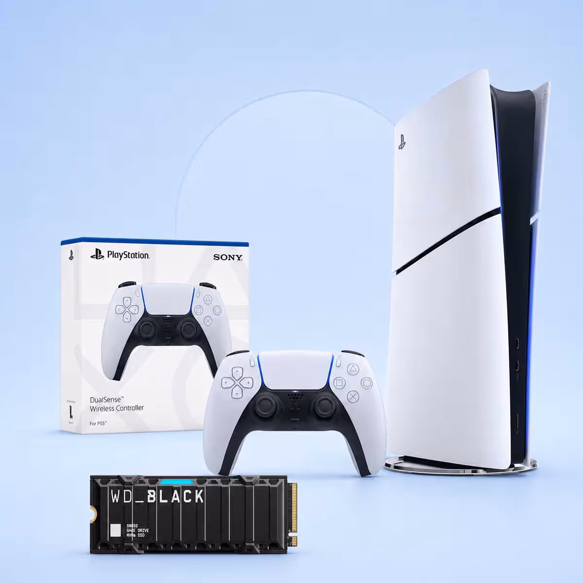 Sony PlayStation5 KSA Version Slim Digital Edition 825 GB Console + Western Digital 1TB SN850 NVMe SSD + DualSense Wireless Controller Bundle