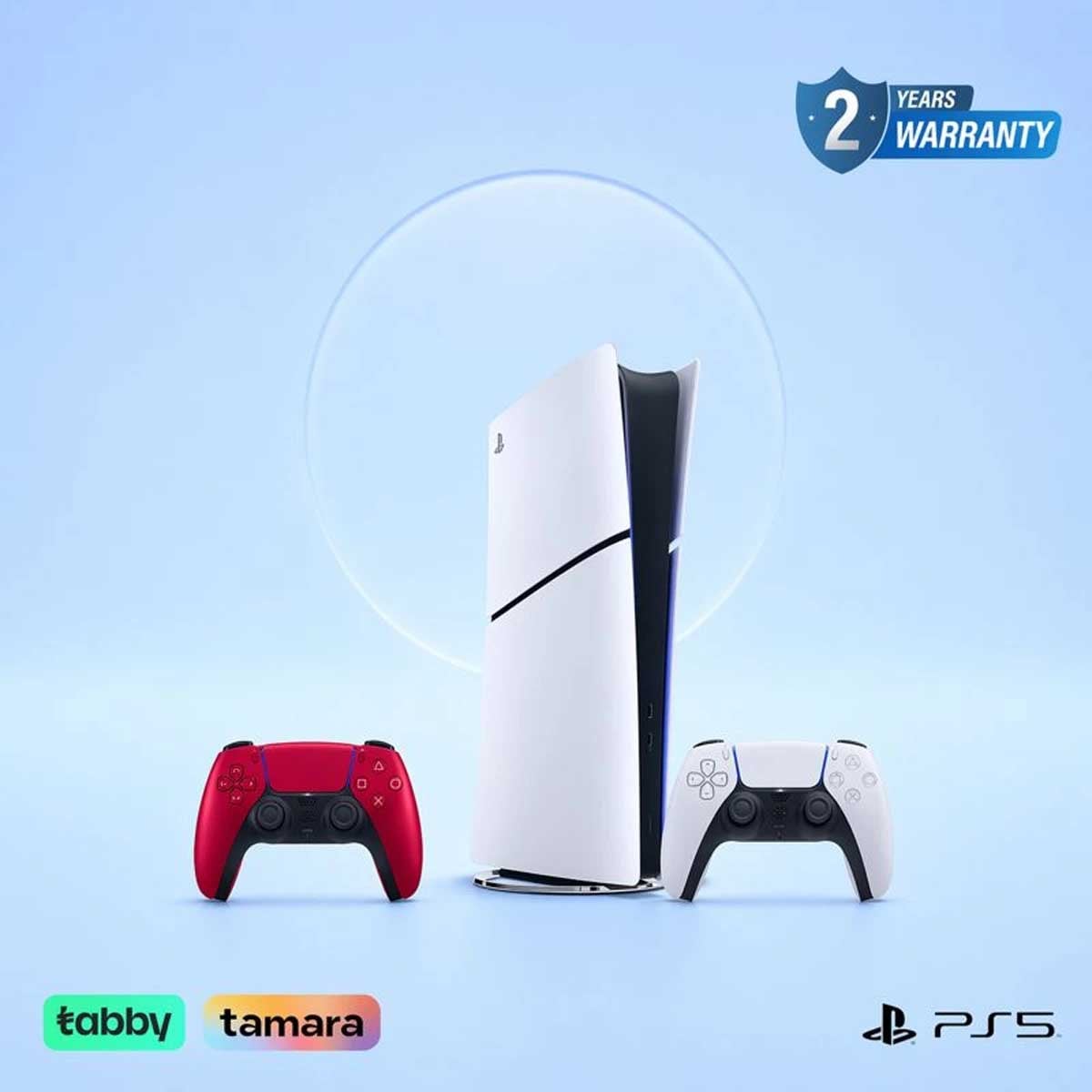 Sony PlayStation5 KSA Version Slim Digital Edition 825 GB Console with DualSense (KSA Version) Volcanic Red Wireless Controller Bundle