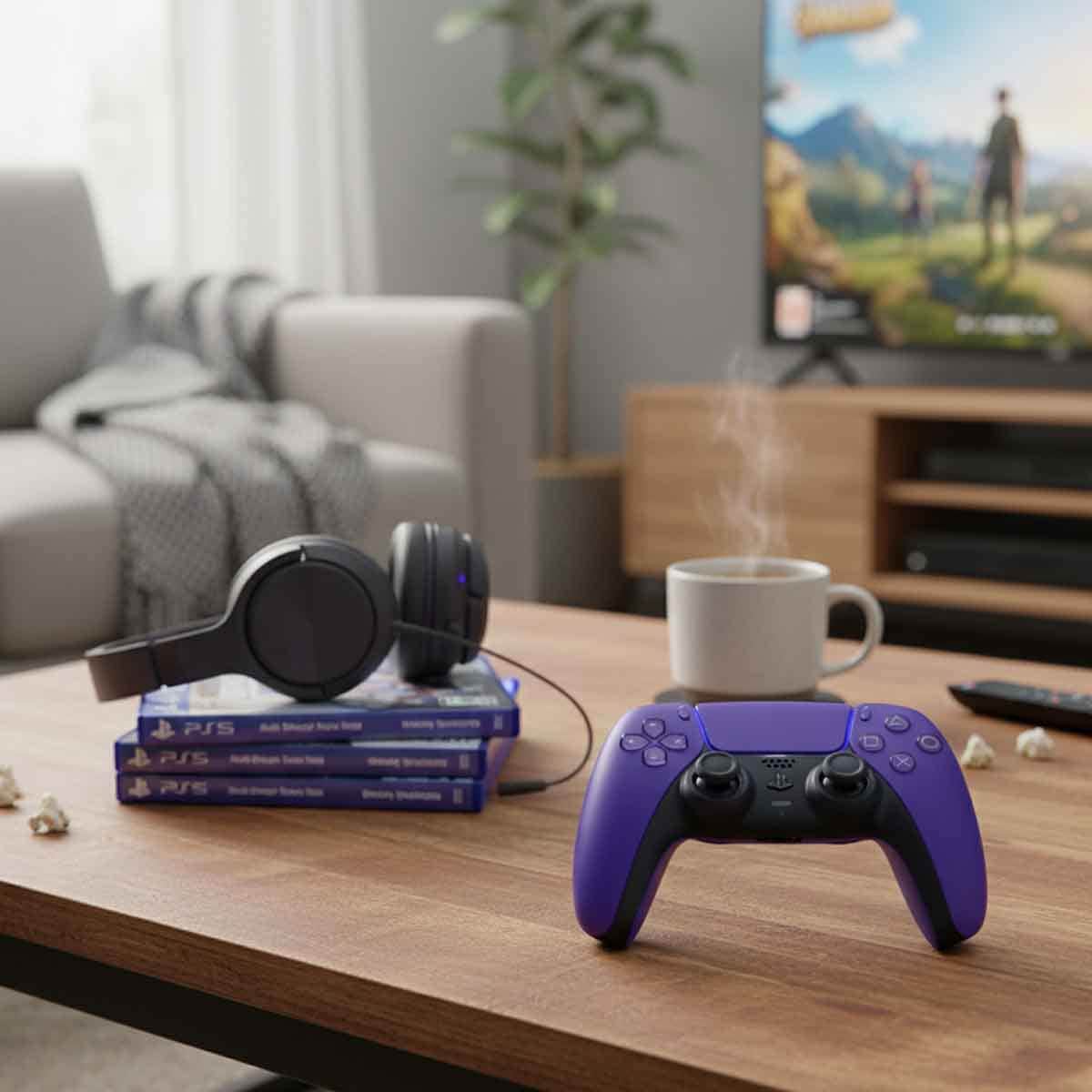 Sony PlayStation5 KSA Version Slim Digital Edition 825 GB Console with DualSense Purple Wireless Controller Bundle
