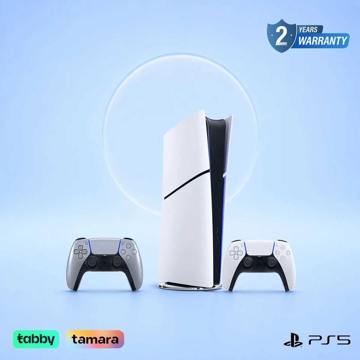 Sony PlayStation5 KSA Version Slim Digital Edition 825 GB Console with DualSense Silver Wireless Controller Bundle