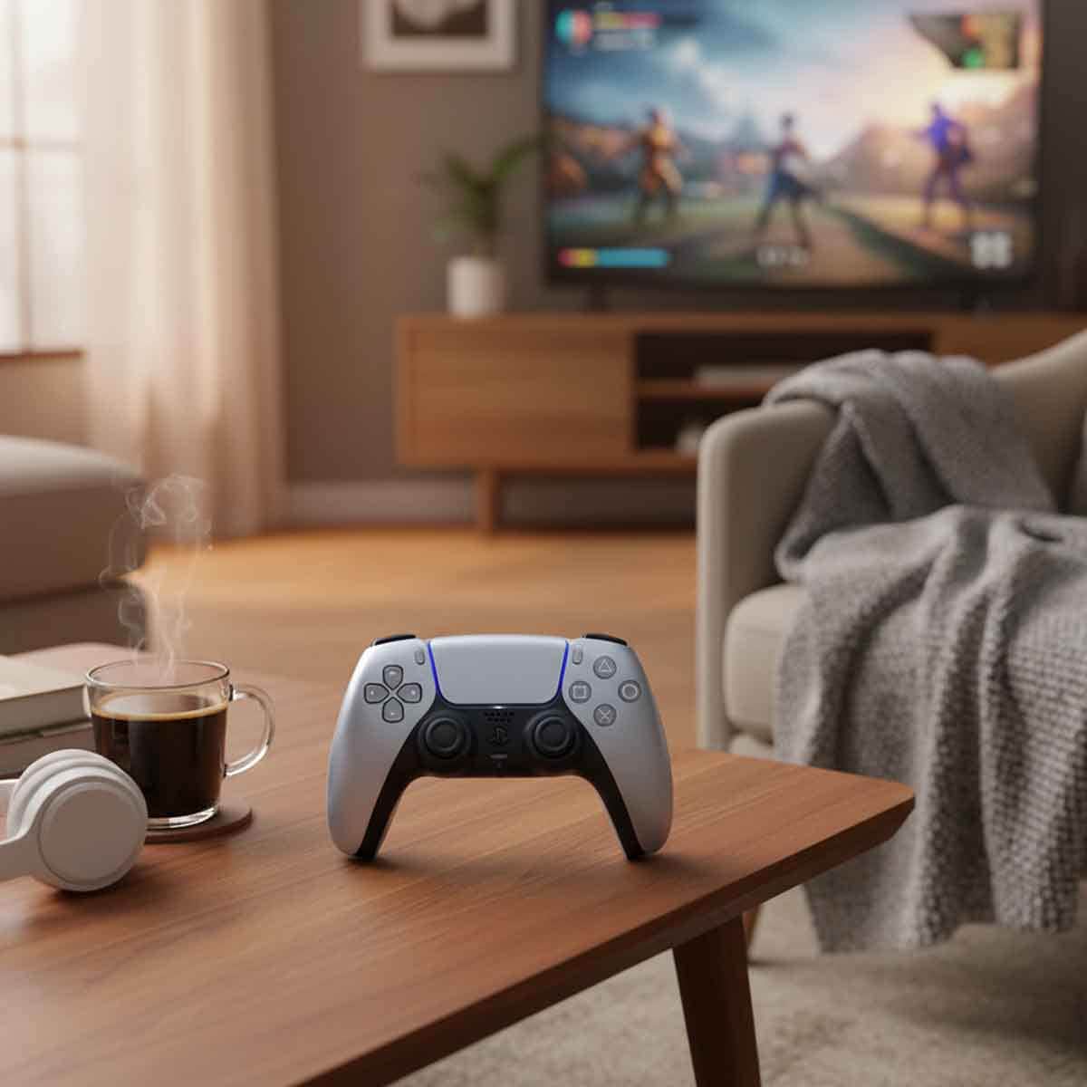 سوني بلايستيشن 5 نسخة السعودية الإصدار الرقمي سليم بسعة 825 جيجابايت مع حزمة وحدة تحكم دوال سينس لاسلكية باللون الفضي