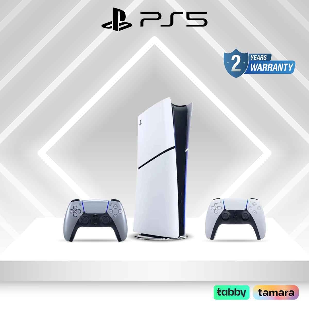 Sony PS5 KSA Version Digital Edition 1TB with DualSense Silver Wireless Controller Bundle