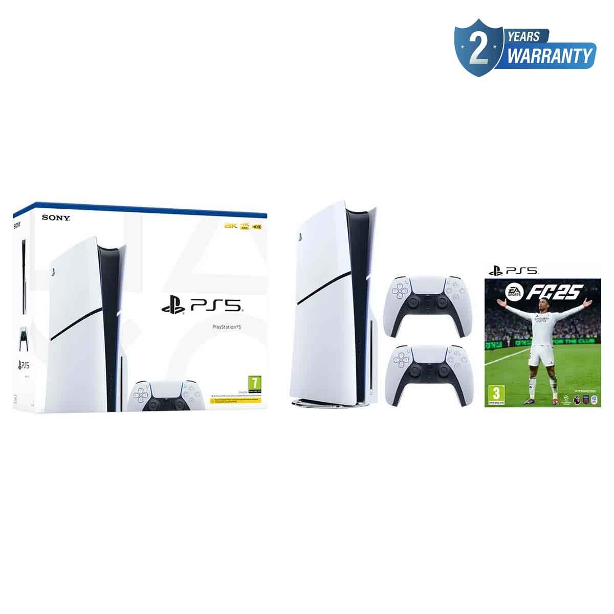 Sony PS5 Slim Disc (KSA Version) with 1 Additional Controller and 1 Video Game Bundle
