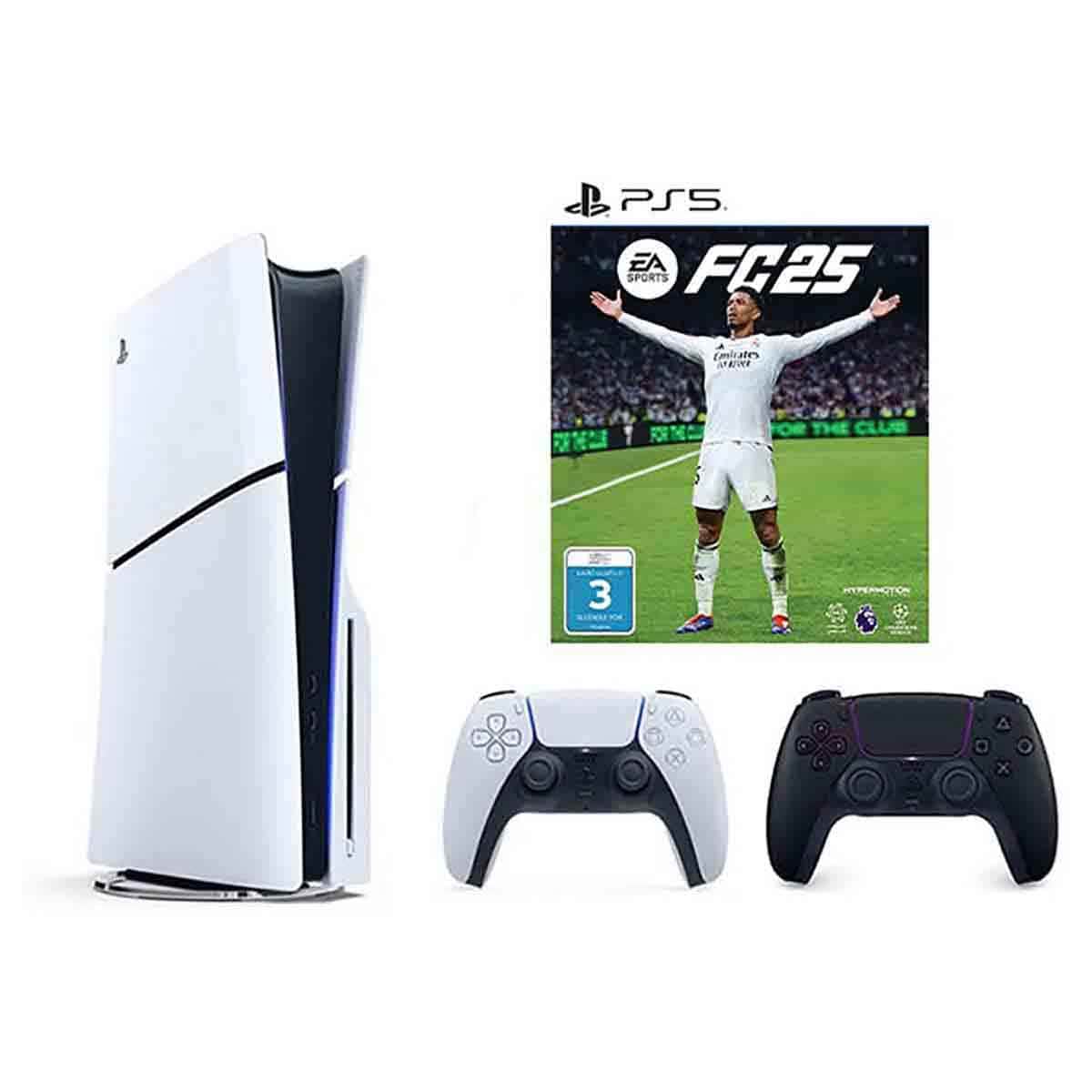 Sony PS5 Slim Disc Version with Additional Black Controller and FC 25 Bundle