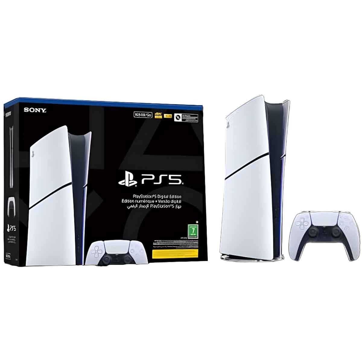 Sony PS5 5 Slim Digital Edition 825GB (KSA Version) & PS5 Disc Drive Bundle