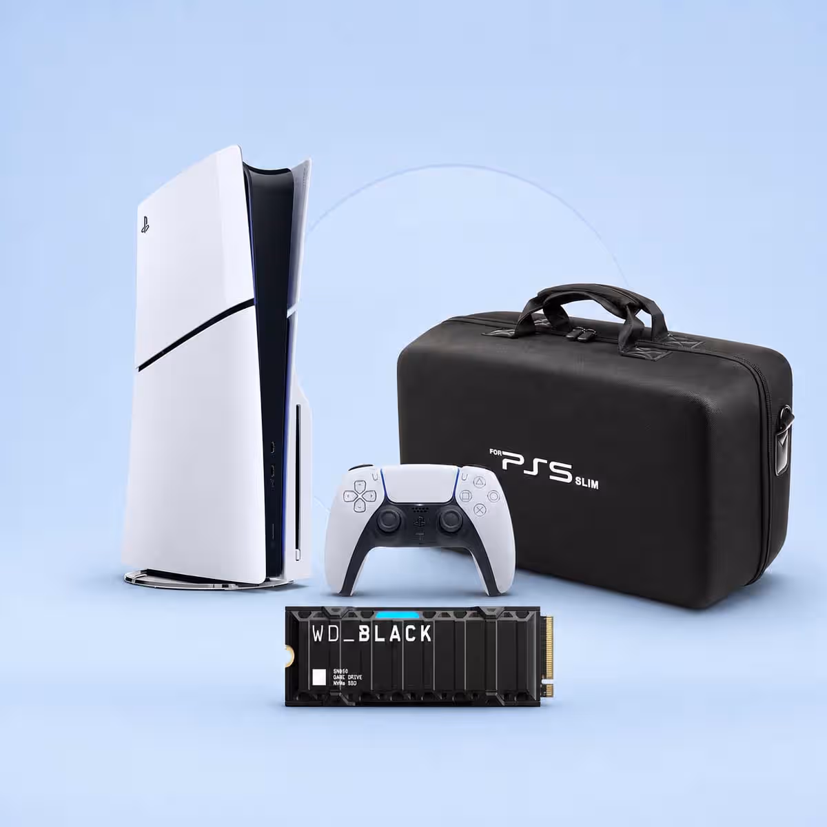 Sony PS5 Blu-Ray Disc 1TB - Official KSA Version + Western Digital 1TB NVMe SSD + Travel Storage Bag Bundle