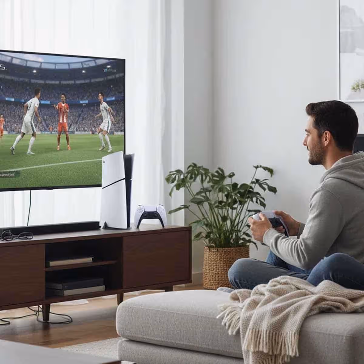 سوني بلايستيشن 5 الإصدار الرقمي سعة 825 جيجابايت مع لعبة إي إيه سبورتس إف سي 26 (نسخة السعودية) ومحرك أقراص بلايستيشن 5 - حزمة