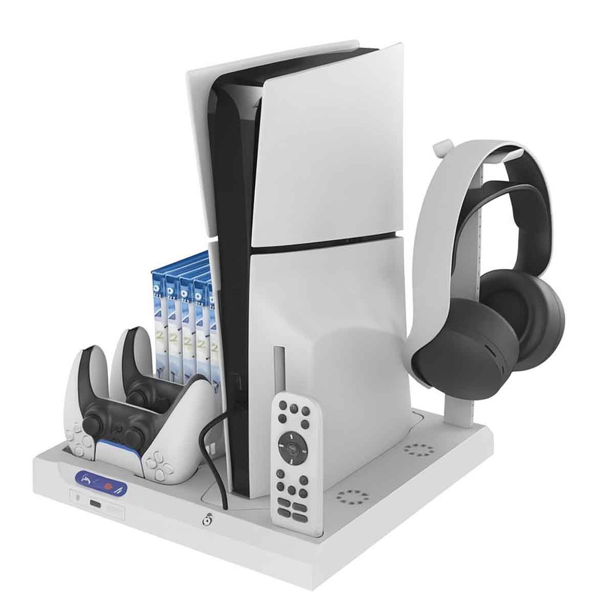 369 حامل عمودي نحيف لجهاز بلاي ستيشن 5 مع مجموعة عجلة قيادة ألعاب 369 تورك وسويتش وسماعة ألعاب