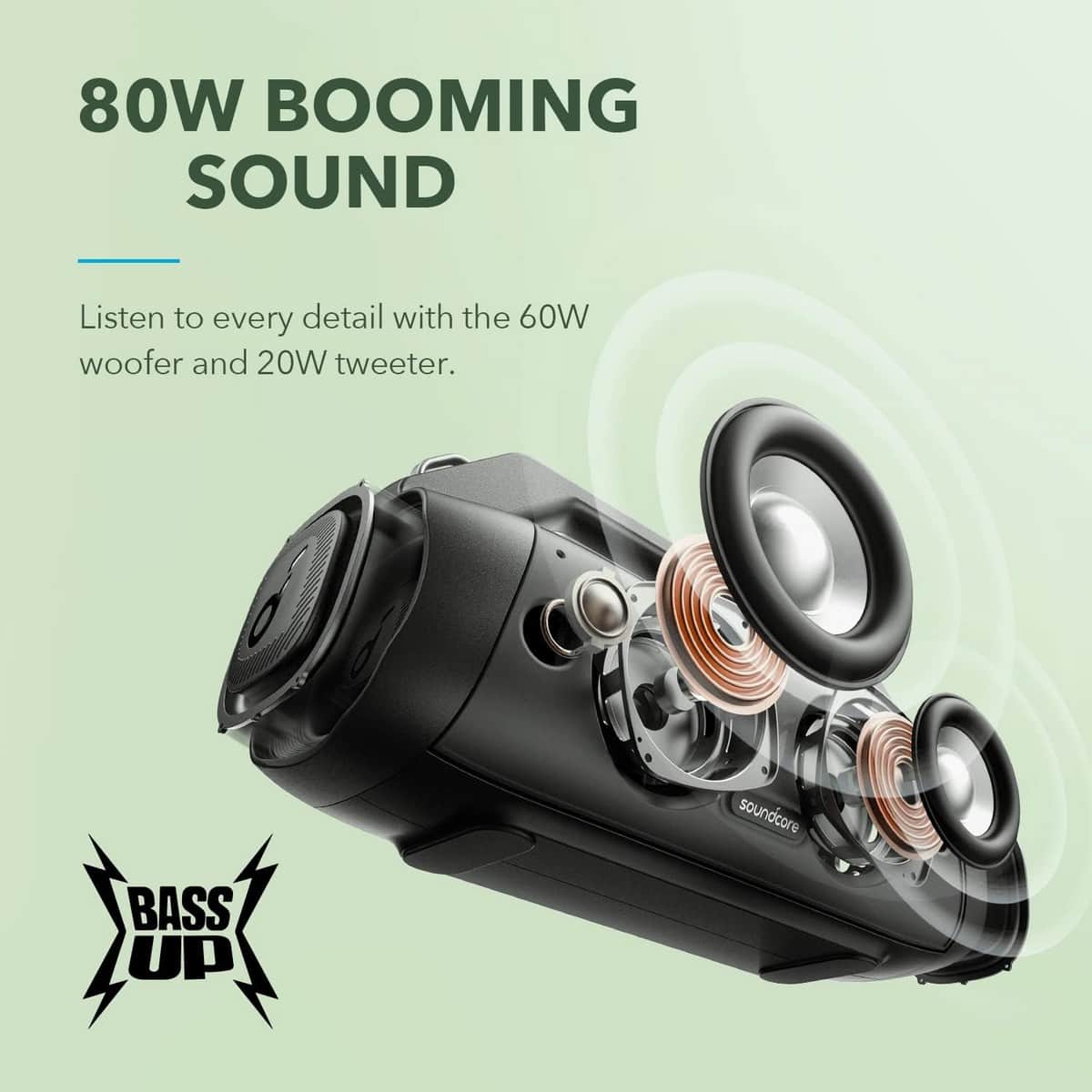 Soundcore Black Motion Boom+ Portable Wireless Bluetooth Speaker